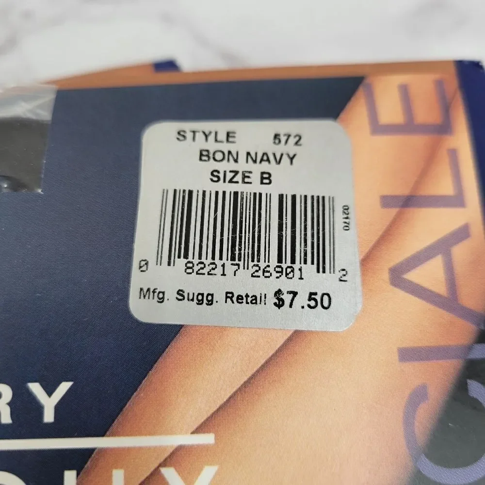 Givenchy Y2K Bon Navy Blue French Ultra Sheer Sandal Toe Pantyhose Size B